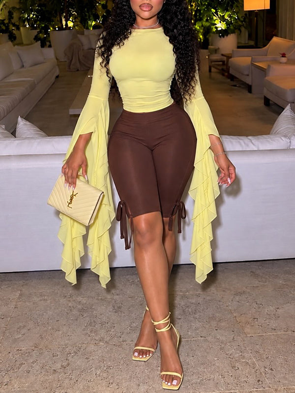 Draped Top & Capri Pants Set