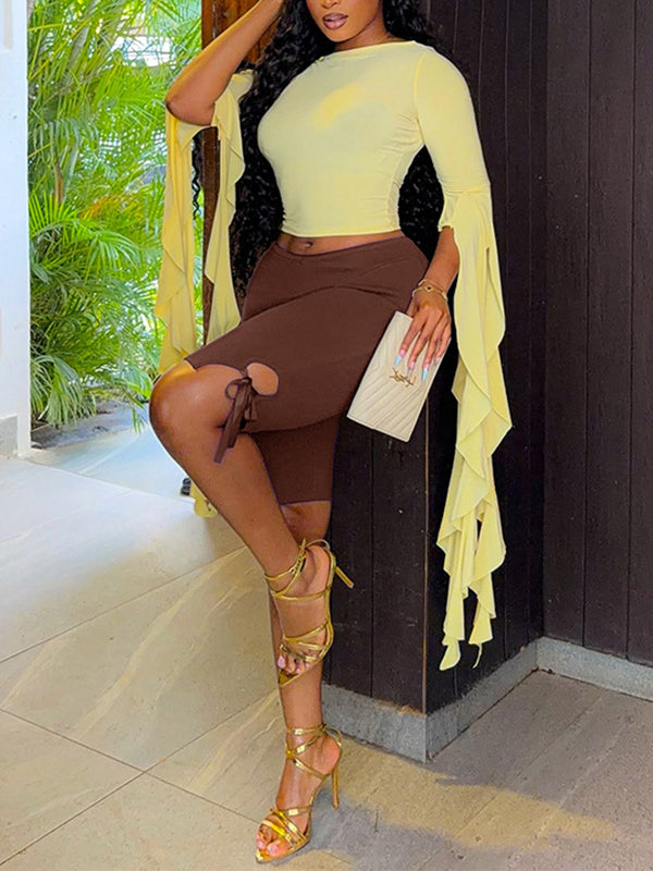 Draped Top & Capri Pants Set