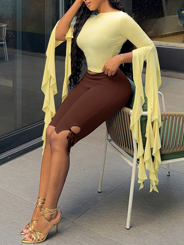 Draped Top & Capri Pants Set