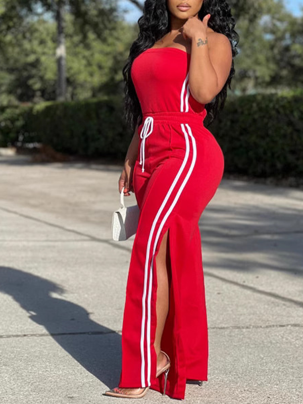 Motionkiller Side-Stripe Tube Top & Pants Set