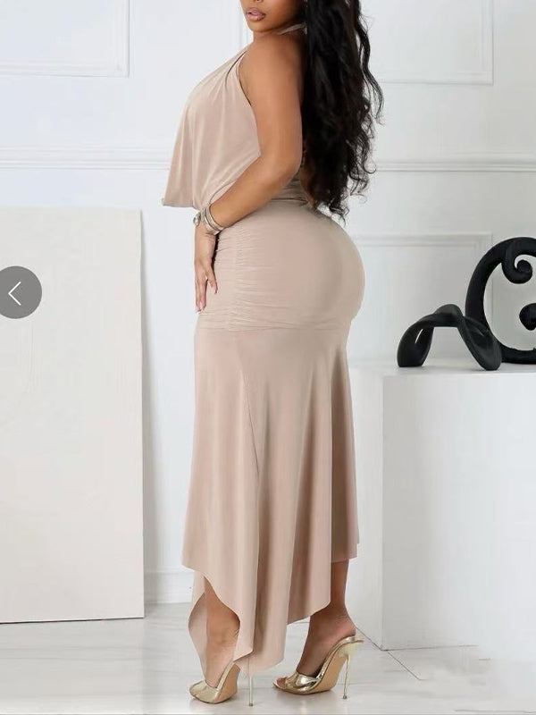 Cowl-Neck Halter Dress