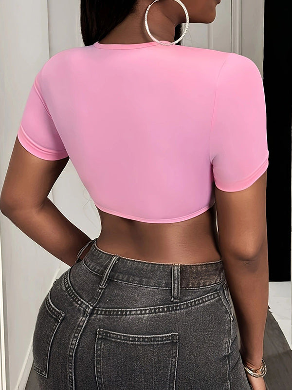 Solid Cutout Crop Top