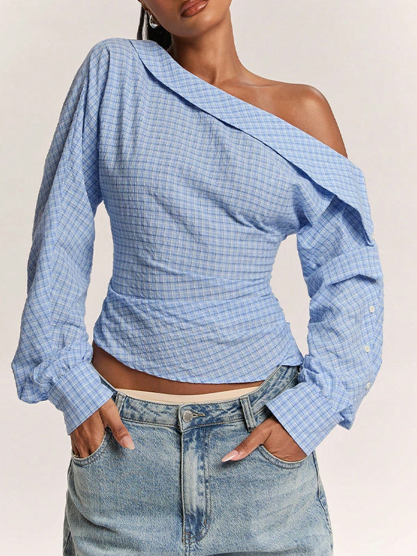 Plaid Boat-Neck Shirt