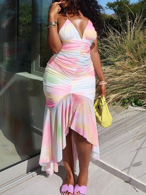 Ruched Halter Mermaid Dress