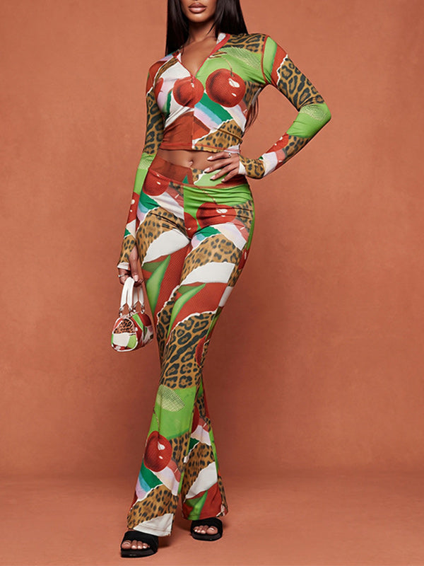 Printed Zip-Front Hoodie & Pants Set