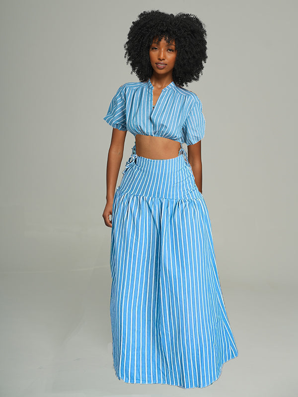 Stripe Crop Top & Skirt Set--Clearance