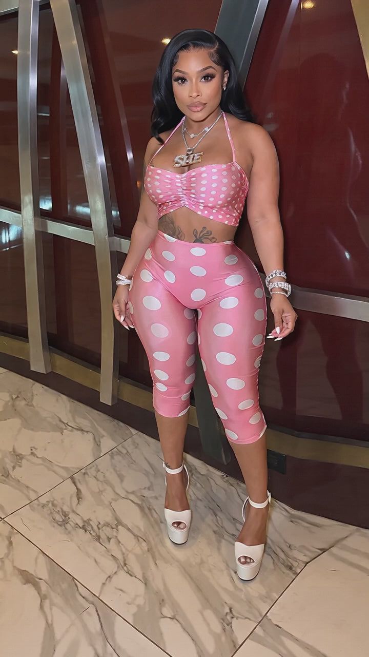 Dot Halter Top & Capri Pants Set