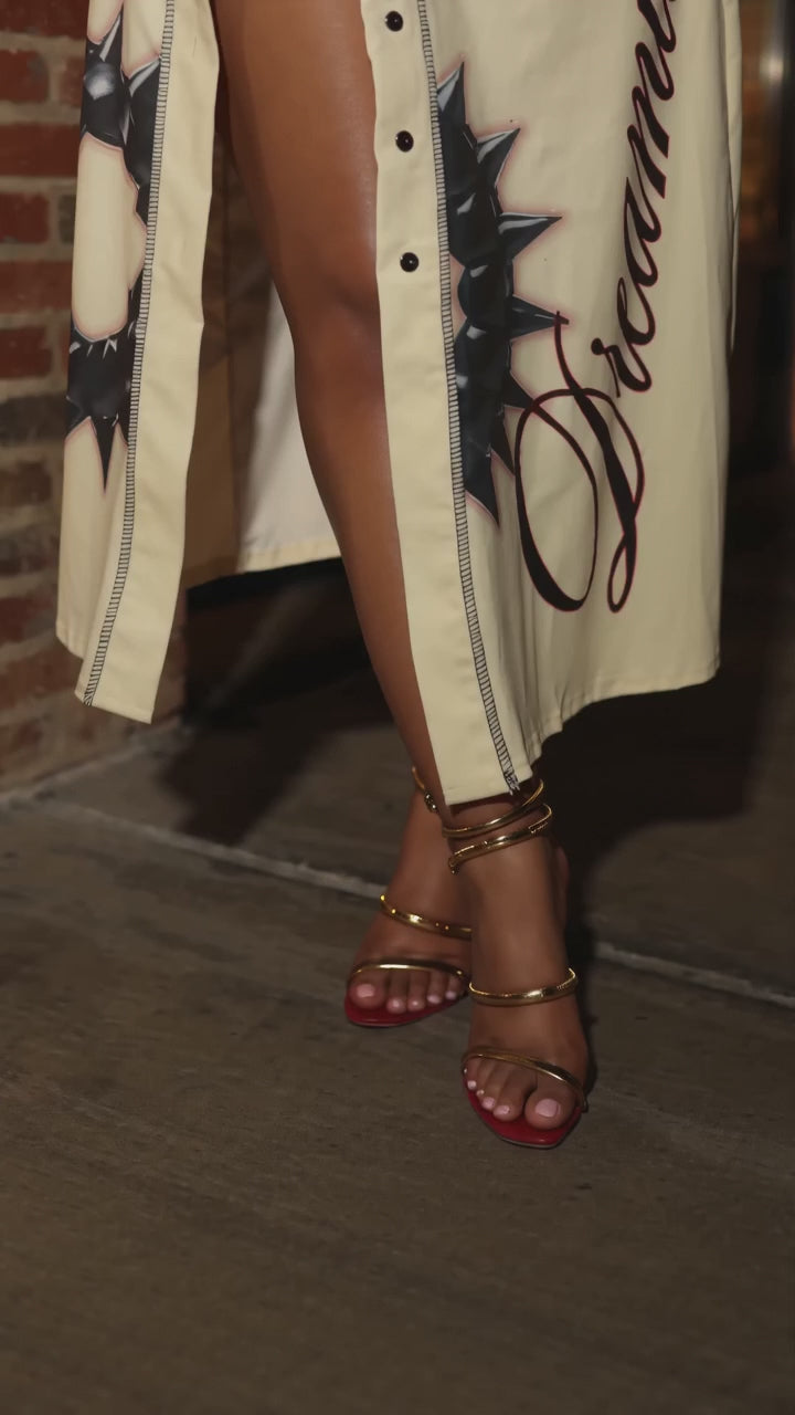 Graphic Crop Top Slit Skirt Set