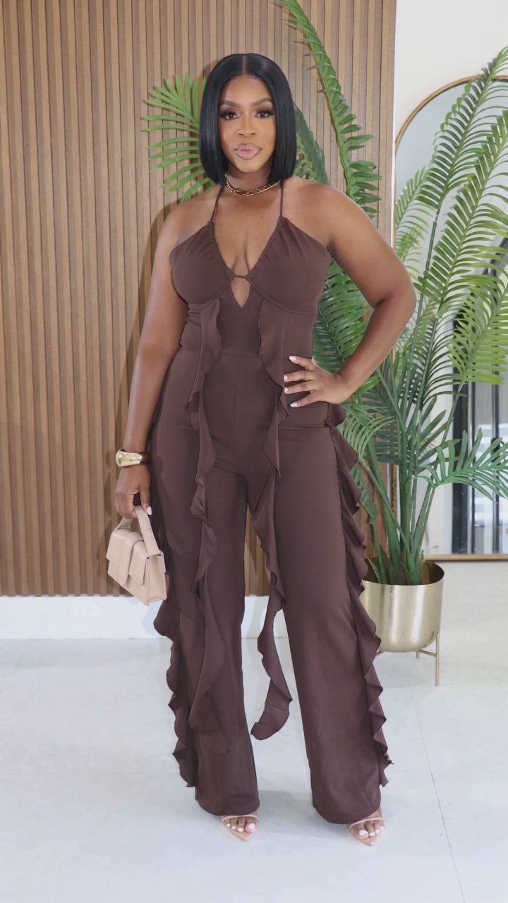 Motionkiller Ruffle Halter Jumpsuit