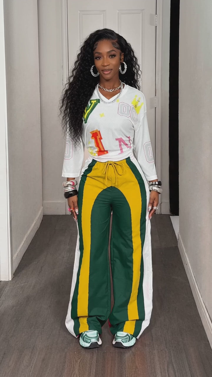 Colorblock Wide-Leg Pants