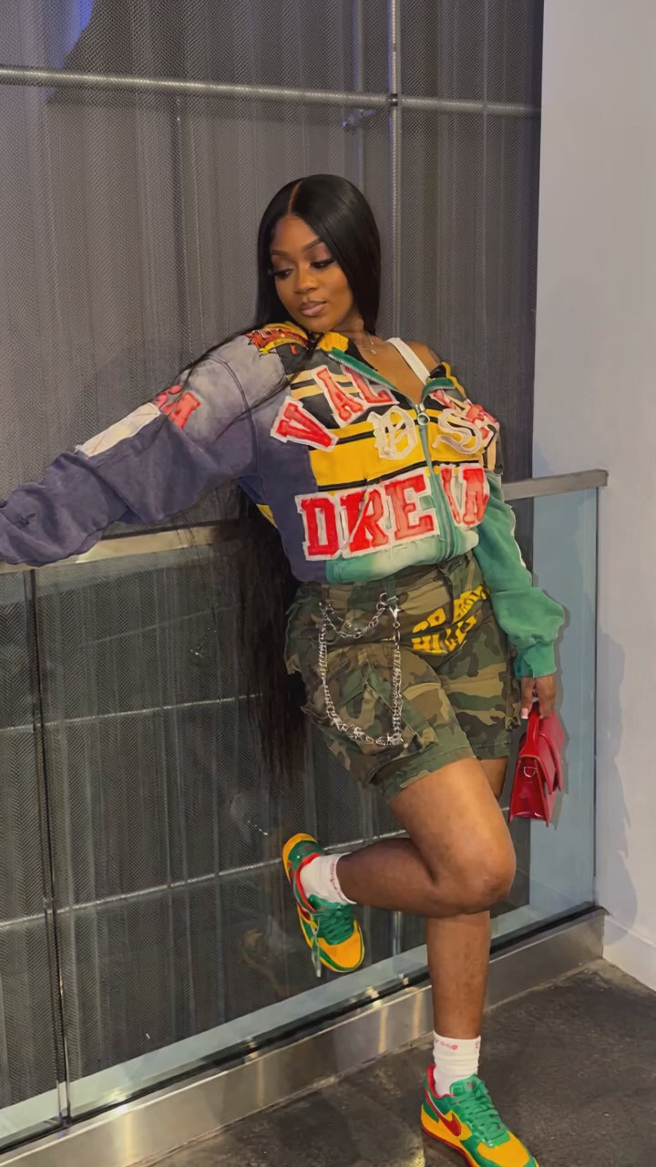 Printed Zip-Front Hoodie