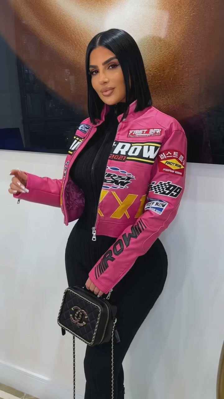 Printed Faux-Leather Jacket