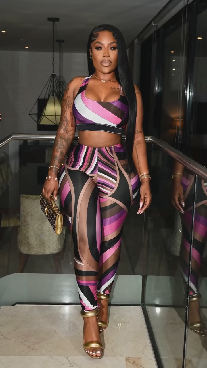 Printed Tank Top & Pants Set