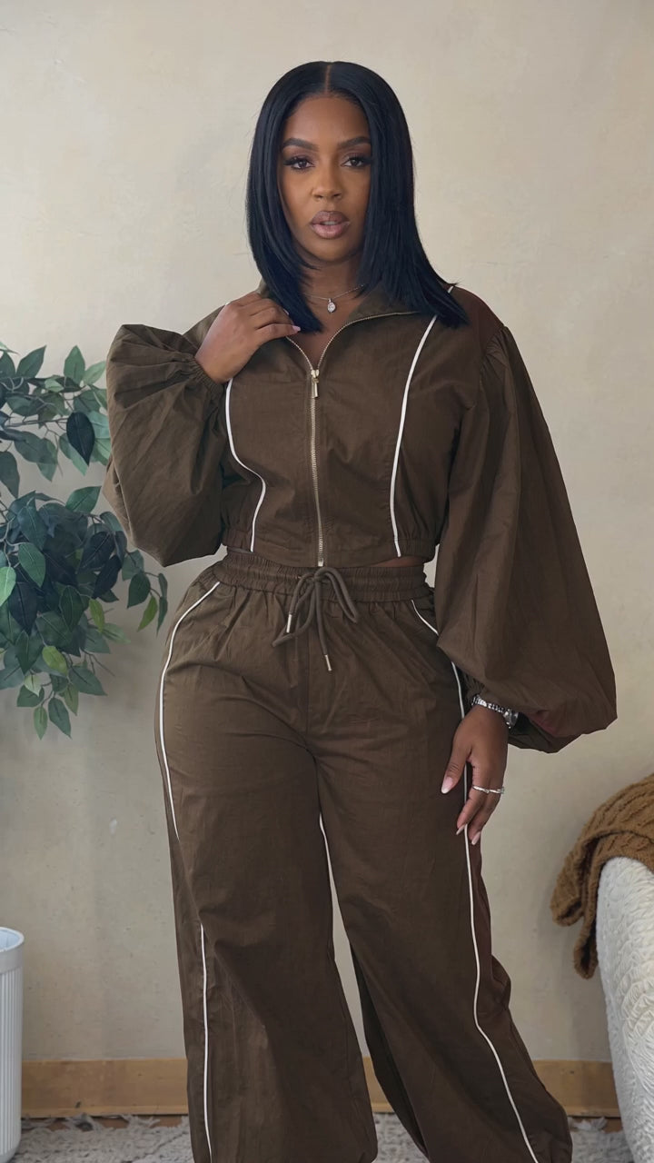 Stripe Zip-Front Jacket & Pants Set