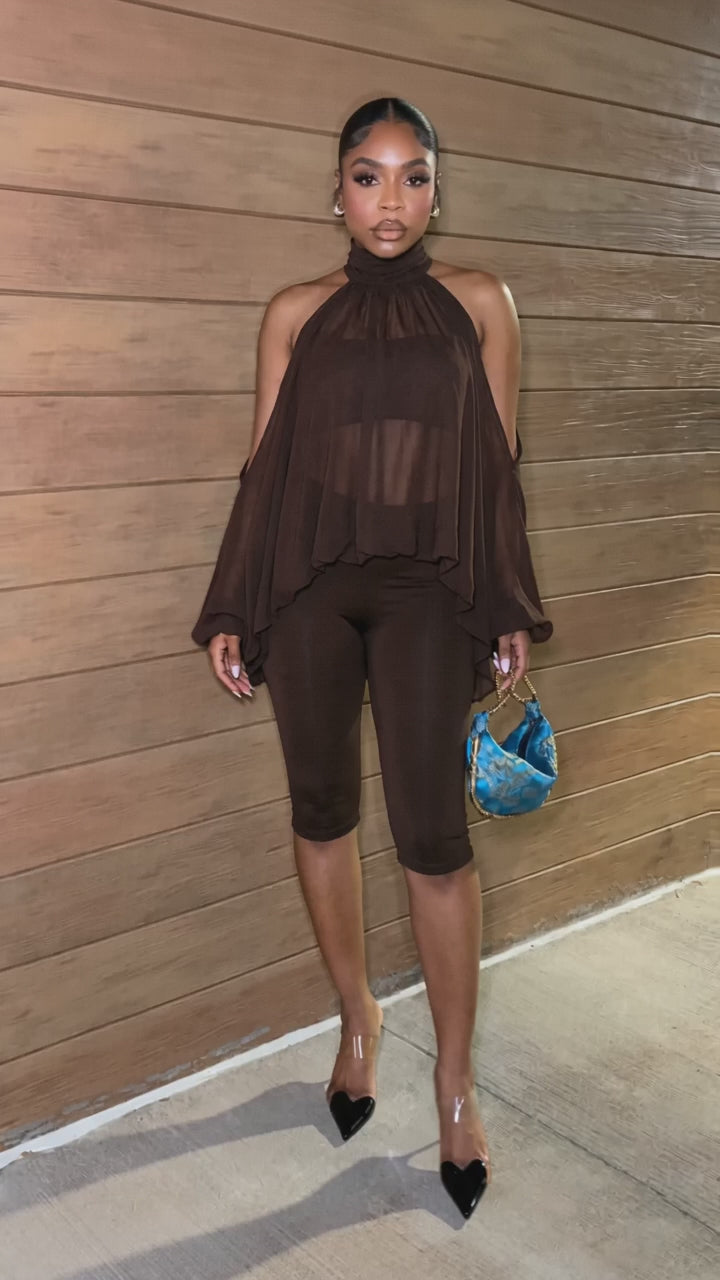 Cold Shoulder Draped Lounge Set