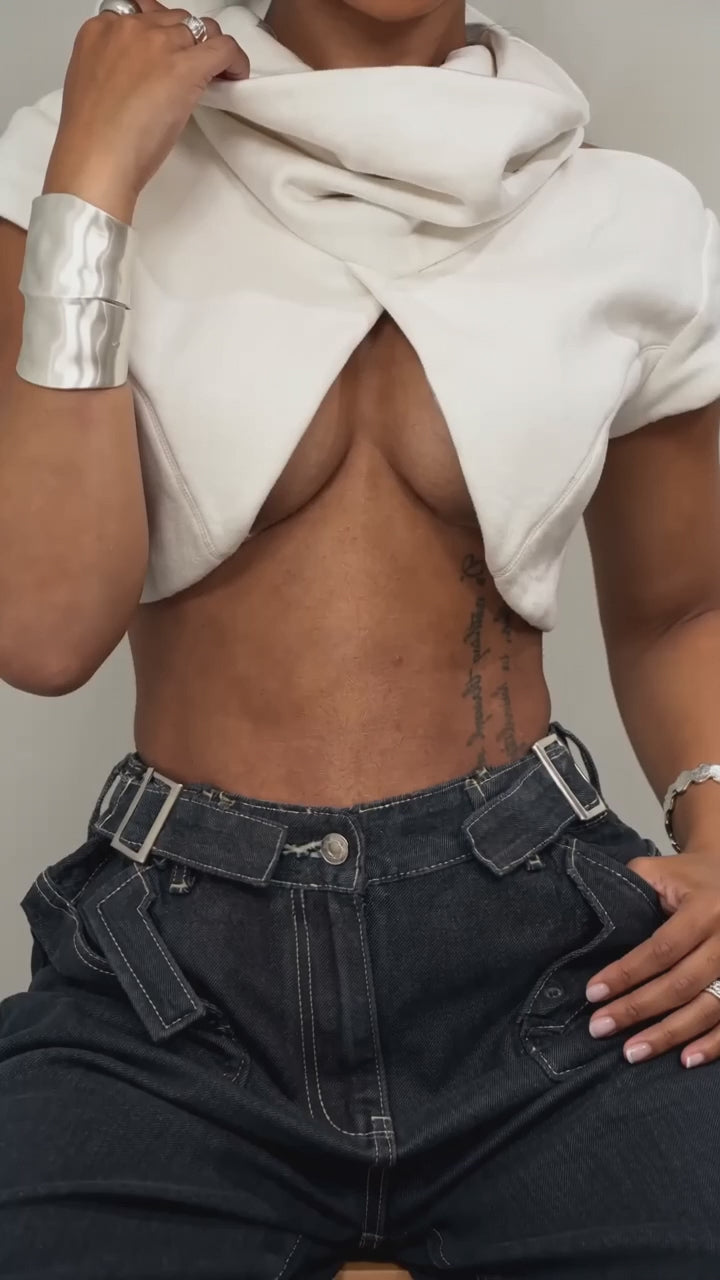 Solid Hoodie Crop Top