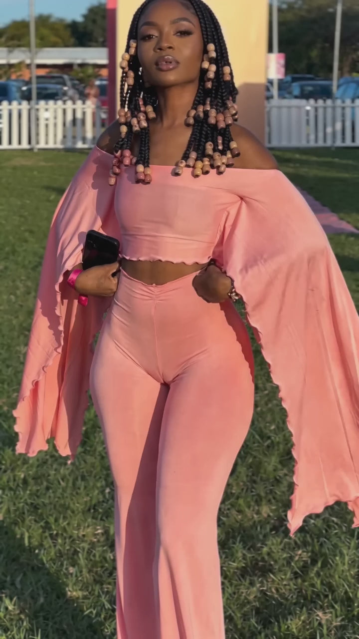 Motionkiller Solid Off-Shoulder Top & Pants Set