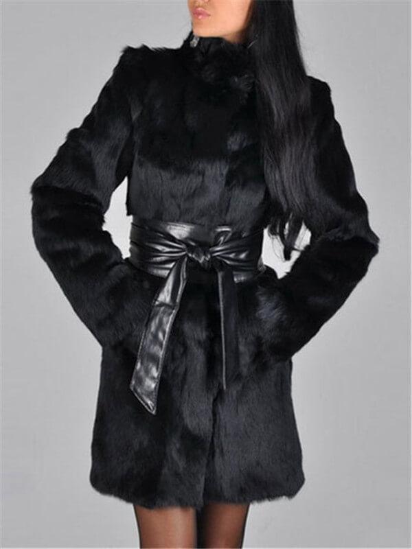 Faux Fur Coat With Belt (1448936013869)