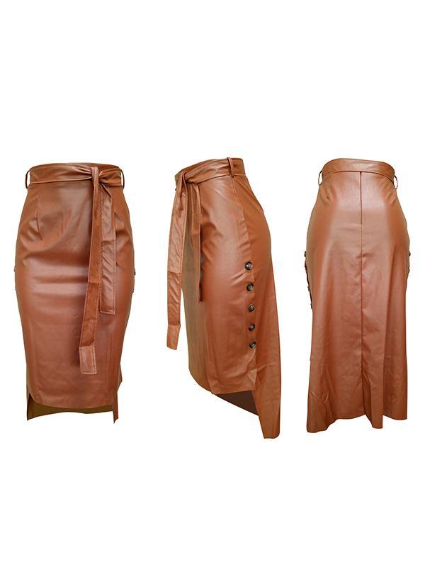 Motionkiller Tied Faux-Leather Skirt