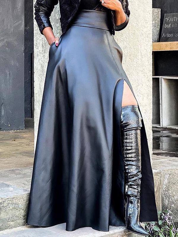 Motionkiller Slit Faux-Leather Skirt