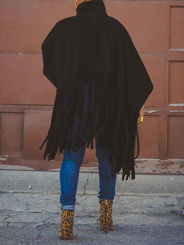 Fringe Combo Turtleneck Sweatshirt