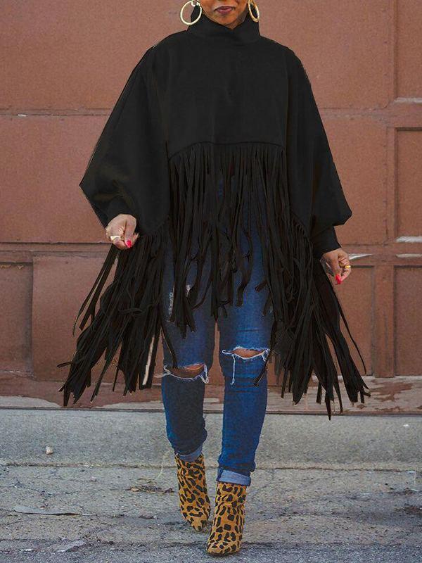 Fringe Combo Turtleneck Sweatshirt