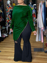 Load image into Gallery viewer, Plus Size Velvet Zip Tunic Top--Clearance