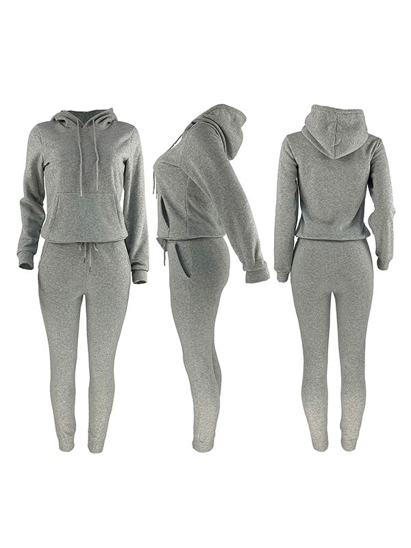 Solid Hoodie & Pants Set--Clearance