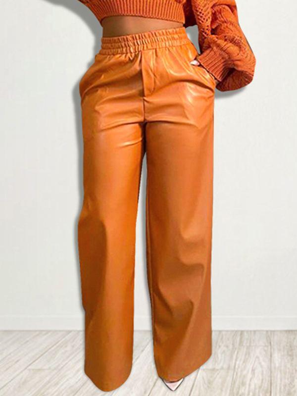 Faux-Leather Wide-Leg Pants