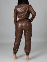 Load image into Gallery viewer, Faux-Leather Jacket &amp; Jogger Pants Set