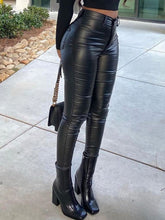 Load image into Gallery viewer, Black Faux-Leather Skinny Pants