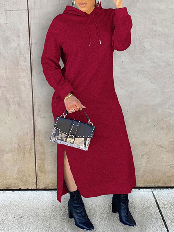 Motionkiller Solid Slit Hoodie Dress