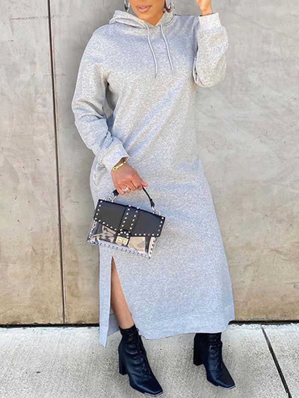 Motionkiller Solid Slit Hoodie Dress