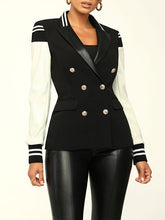 Load image into Gallery viewer, Faux Leather Combo Blazer