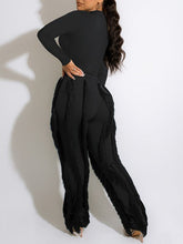 Load image into Gallery viewer, Solid Bodysuit &amp; Fringe Pants Set--Clearance