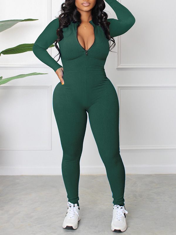 Motionkiller Zip-Front Ribbed Jumpsuit