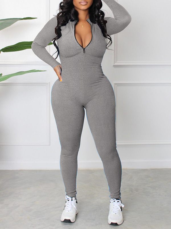 Motionkiller Zip-Front Ribbed Jumpsuit