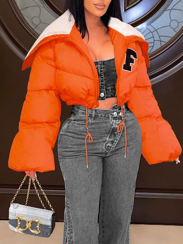 F-Embroidery Puffer Coat--Clearance