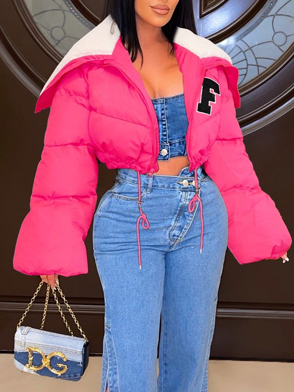 F-Embroidery Puffer Coat--Clearance
