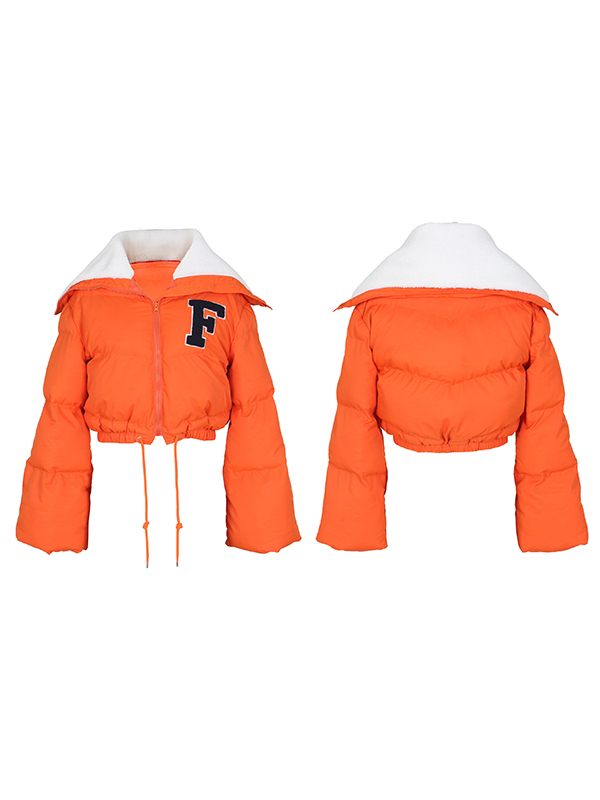 F-Embroidery Puffer Coat--Clearance