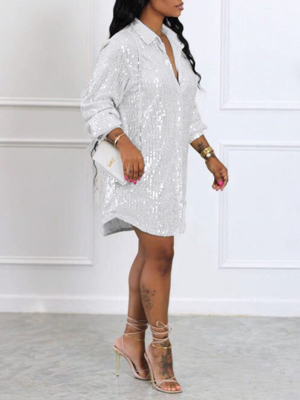 Sequin Shirt Dress