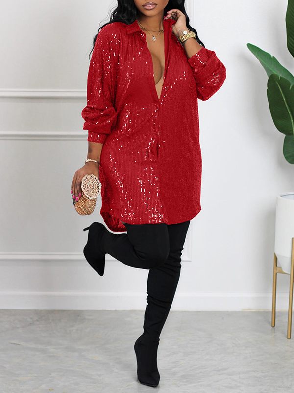 Sequin Shirt Dress