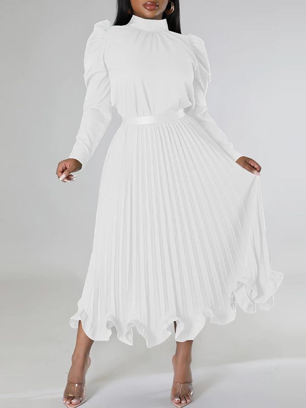 Motionkiller Puff-Sleeve Top & Pleated Skirt Set