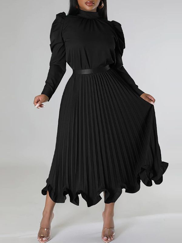 Motionkiller Puff-Sleeve Top & Pleated Skirt Set