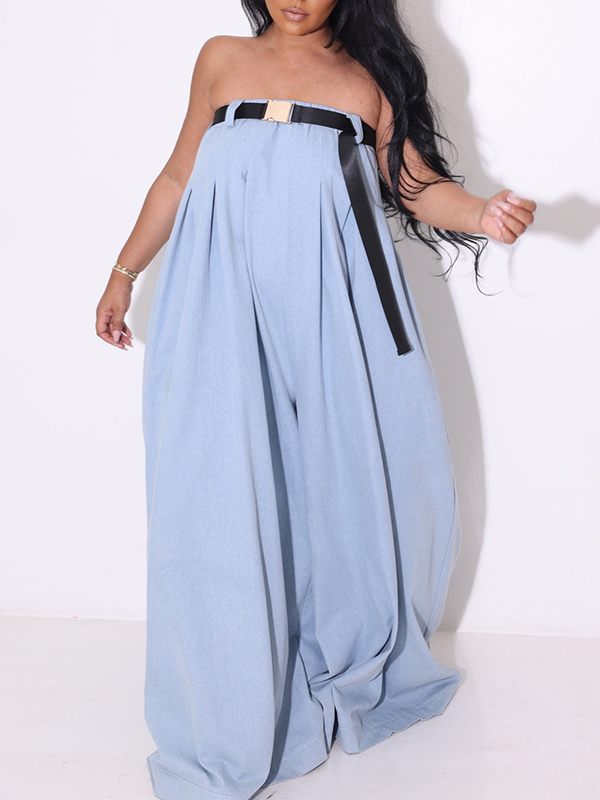 Strapless Belted Jumpsuit--Clearance