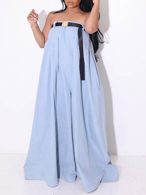 Strapless Belted Jumpsuit--Clearance