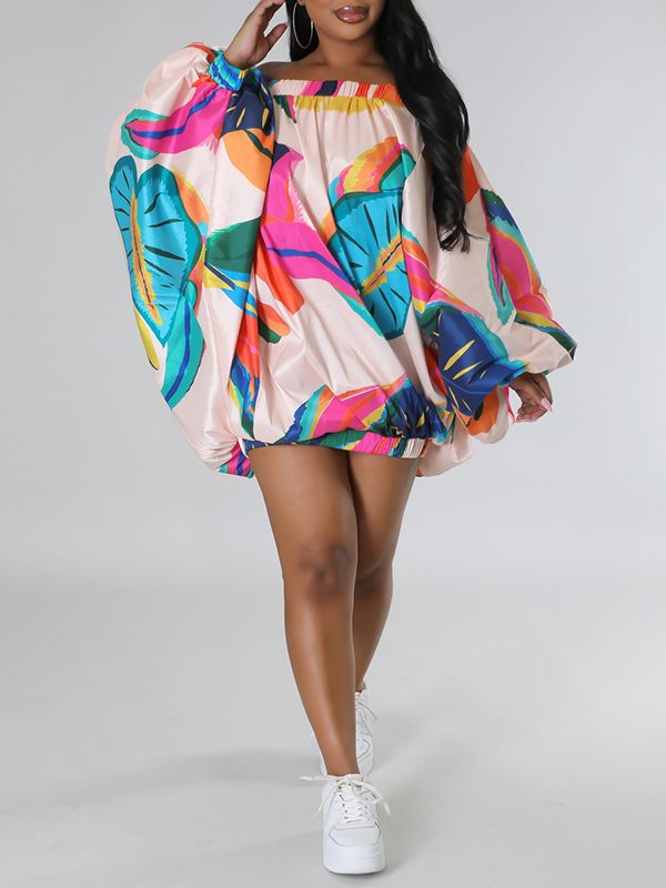 Motionkiller Printed Off-Shoulder Parachute Dress