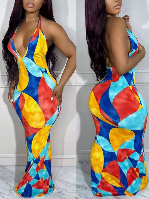 Motionkiller Colorblock Halter Dress