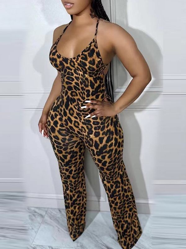 Leopard Cami Jumpsuit--Clearance