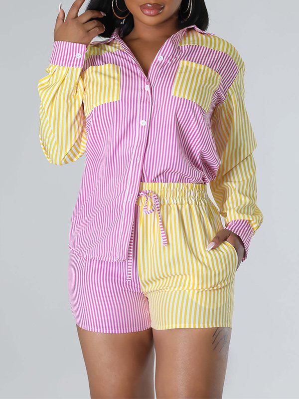 Stripe Combo Shirt & Shorts Set--Clearance